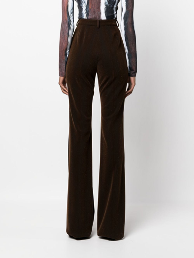 Shop Roberto Cavalli High-waisted Flared-leg Trousers In Brown