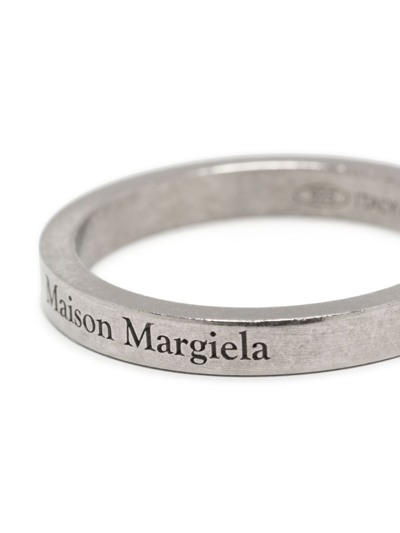 Shop Maison Margiela Engraved-logo Ring In Silver