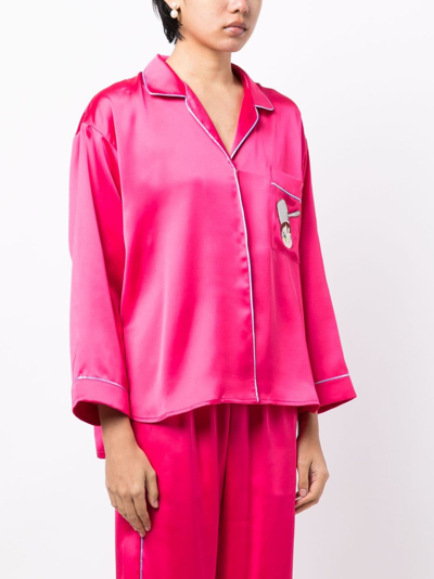 Shop Mira Mikati Embroidered-doll Buttoned Pyjama Top In Pink