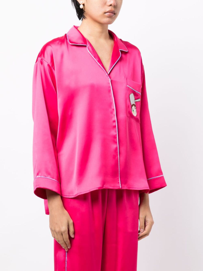 Mira Mikati Embroidered-doll Buttoned Pyjama Top In Pink