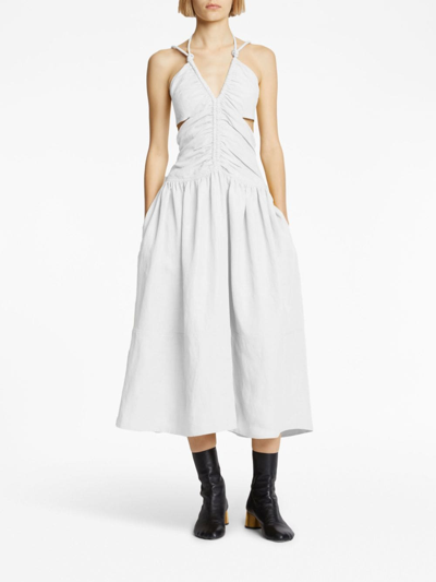 Shop Proenza Schouler Cut-out Ruched Midi Dress In White