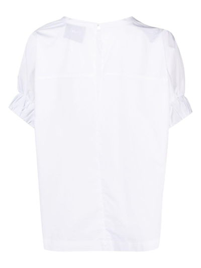 Shop Nude Ruched-sleeves Cotton T-shirt In White