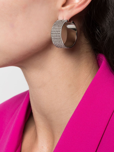 Amina Muaddi Crystal-embellished Hoop Earrings In Silver