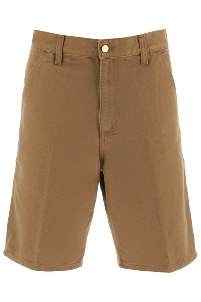 Shop Carhartt Wip Logo Patch Chino Shorts In Brown