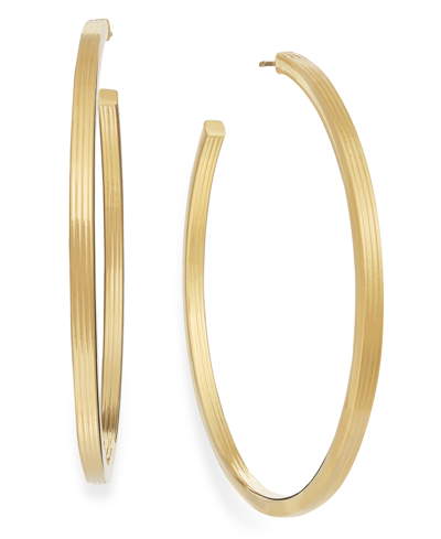 Shop Macy's Textured C-hoop Earrings In 14k Gold Vermeil Over Sterling Silver, 2-1/4" (also In Sterling Silver) In Gold Over Silver