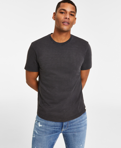 Shop Sun + Stone Men's Sun Kissed Regular-fit Curved Hem T-shirt, Created For Macy's In Black Shadow