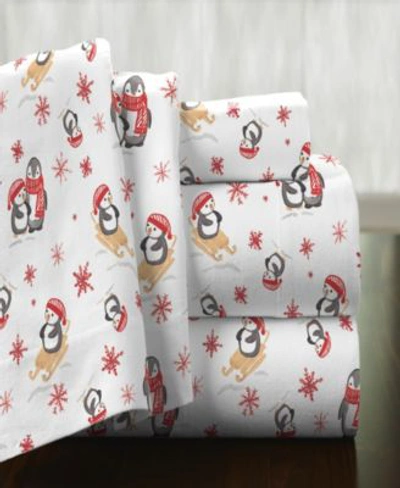 Shop Pointehaven Penquin Superior Weight Cotton Flannel Sheet Set In Penguin