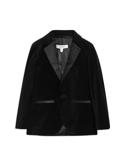 Shop Reiss Little Boy's & Boy's Ace Velvet Tuxedo Jacket In Black
