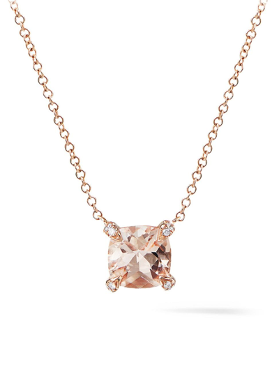 Shop David Yurman Women's Châtelaine Pendant Necklace With Diamonds In 18k Rose Gold With Morganite