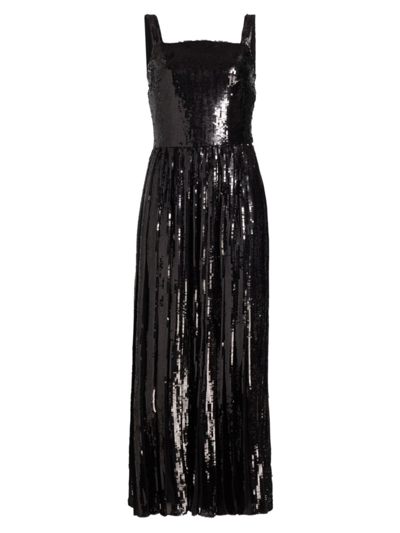 Shop Adam Lippes Women's Medici Sequin-embroidered Dress In Black