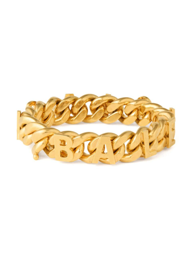 Shop Balenciaga Women's Chain Logo Bracelet In Gold