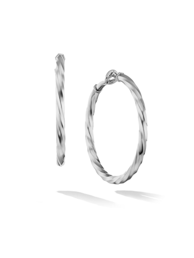 Shop David Yurman Women's Cable Edge Hoop Earrings In Sterling Silver