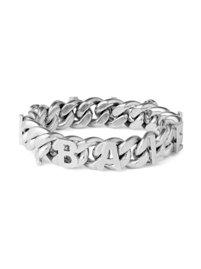 Shop Balenciaga Women's Chain Logo Bracelet In Silver