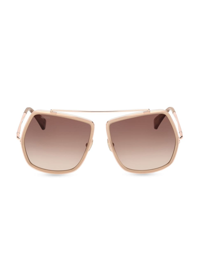 Shop Max Mara Women's Elsa 64mm Square Sunglasses In Brown