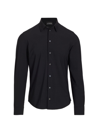 Shop Emporio Armani Men's Stretch Sport Shirt In Black