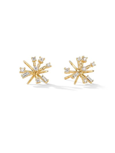 Shop David Yurman Women's Petite Supernova Stud Earrings In 18k Yellow Gold With Diamonds