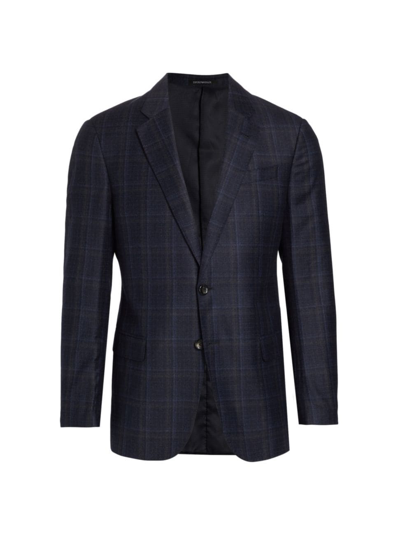 Shop Emporio Armani Men's G-line Plaid Wool Two-button Sport Coat In Blue