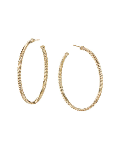 Shop David Yurman Women's Cable Spira 18k Yellow Gold Hoop Earrings