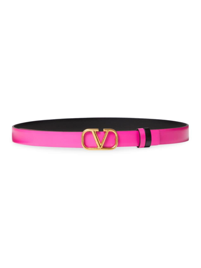 Shop Valentino Women's Reversible Vlogo Signature Belt In Pink Black