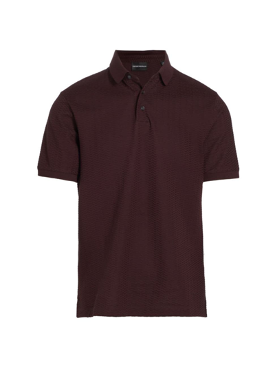 Shop Emporio Armani Men's Cotton Wavy Jersey Polo Shirt In Merlot