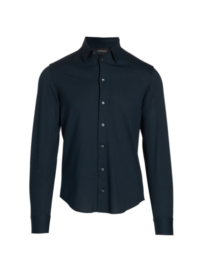 Shop Emporio Armani Men's Cotton Sport Long-sleeve Shirt In Navy