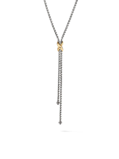 Shop David Yurman Women's Petite X 18k Yellow Gold & Sterling Silver Lariat Necklace