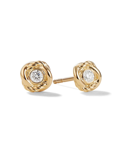 Shop David Yurman Women's Infinity Earrings With Diamonds In 18k Yellow Gold