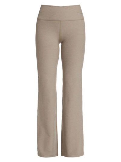 Shop Beyond Yoga Women's At Your Leisure Spacedye Boot-cut Yoga Pants In Birch Heather