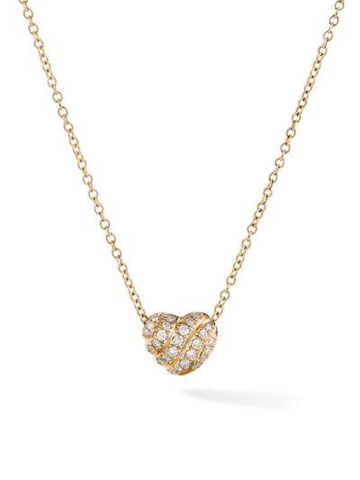 Shop David Yurman Women's Heart Pendant Necklace In 18k Yellow Gold With Pavé Diamonds