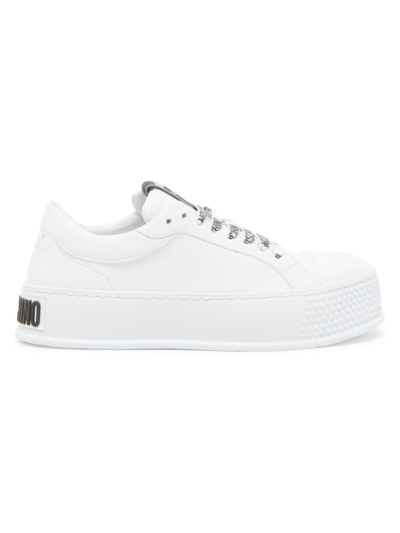 Shop Moschino Women's Bumps & Stripes Platform Sneakers In White