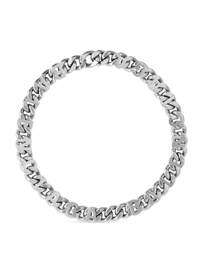 Shop Balenciaga Men's Chain Logo Necklace In Silver