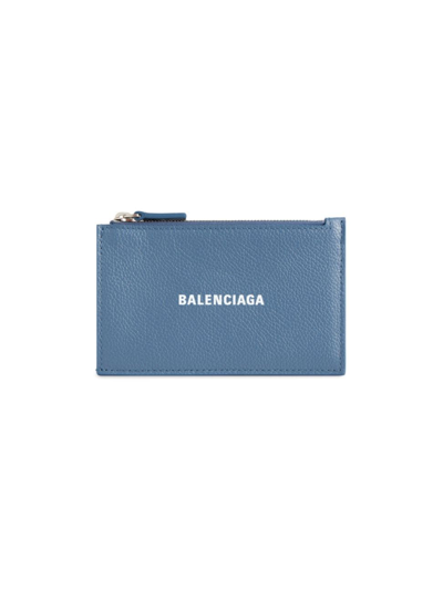 Shop Balenciaga Men's Cash Long Coin And Card Holder In Blue