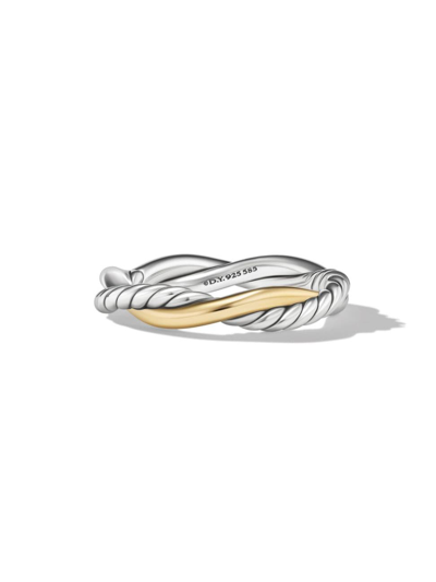 Shop David Yurman Women's Petite Infinity Band Ring In Sterling Silver With 14k Yellow Gold