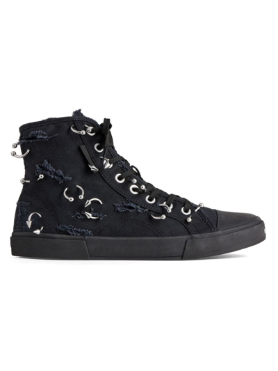 Shop Balenciaga Men's Paris High Top Sneakers With Piercings In Black