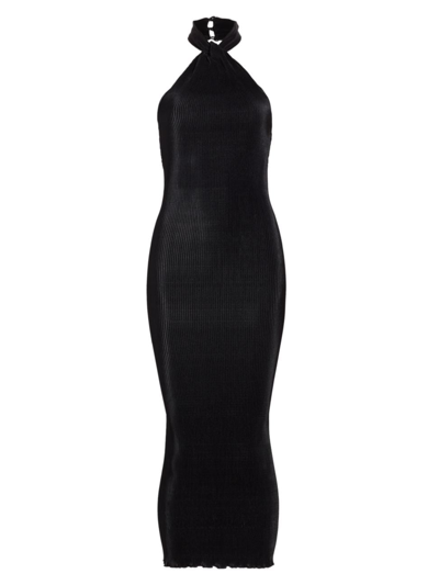Shop L'idée Women's Klum Plissé Slip Midi-dress In Black