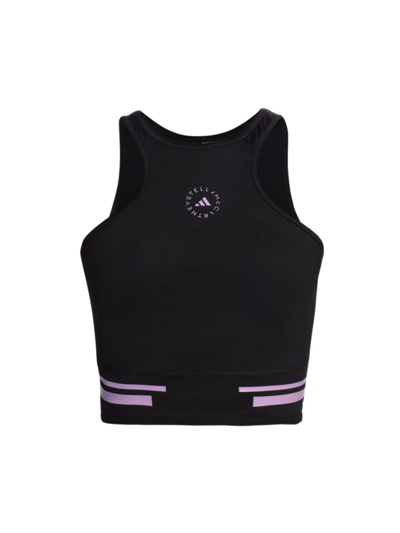 Shop Adidas By Stella Mccartney Women's Truepace Sleeveless Cropped Top In Black Purple Glow