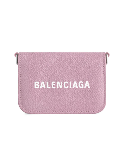Shop Balenciaga Women's Cash Mini Wallet On Chain In Pink