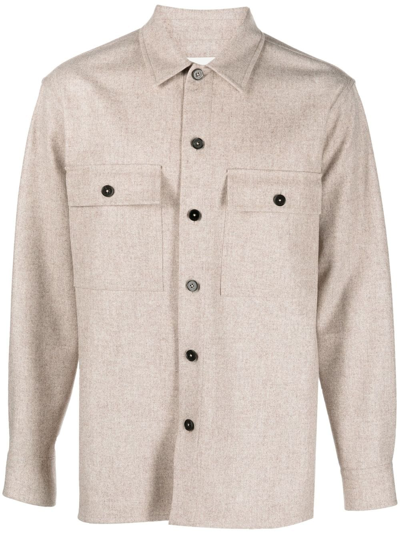 Shop Jil Sander Flannel Virgin-wool Shirt Jacket In Neutrals