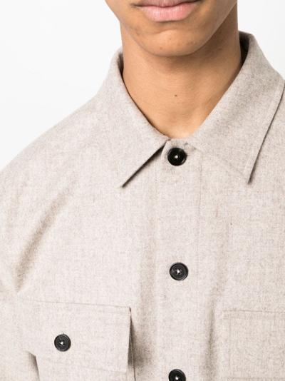 Shop Jil Sander Flannel Virgin-wool Shirt Jacket In Neutrals