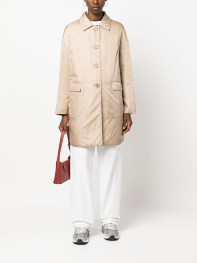 Aspesi Buttoned-up Gabardine Coat In Neutrals
