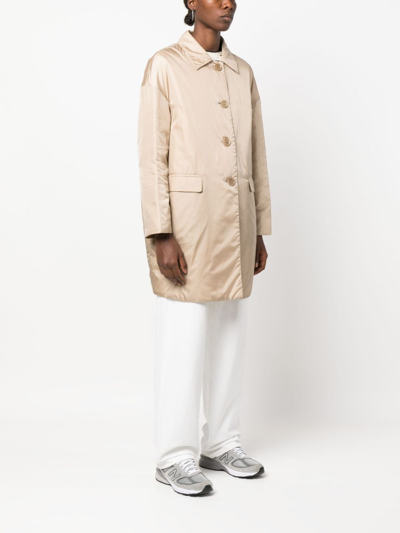 Aspesi Buttoned-up Gabardine Coat In Neutrals