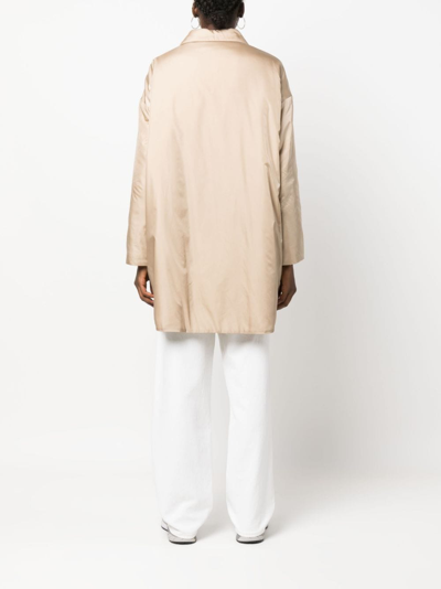 Shop Aspesi Buttoned-up Gabardine Coat In Neutrals