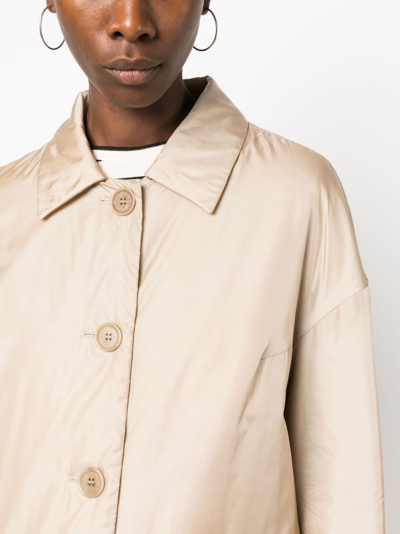 Shop Aspesi Buttoned-up Gabardine Coat In Neutrals