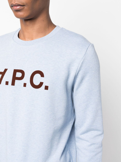 Shop Apc V.p.c. Flocked-logo Sweatshirt In Blue