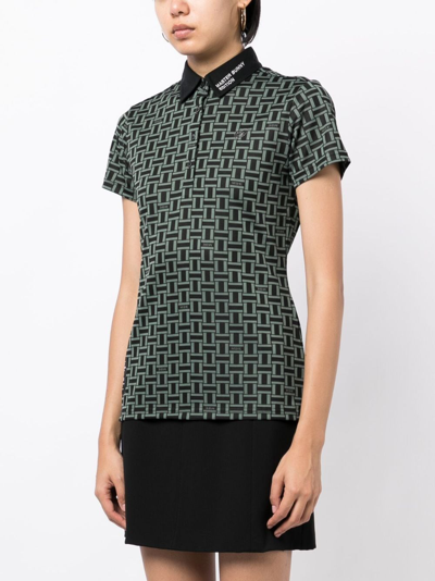 Master Bunny Edition Houndstooth-patterned Logo-patch Polo Shirt In Green