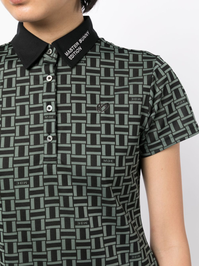 Master Bunny Edition Houndstooth-patterned Logo-patch Polo Shirt In Green