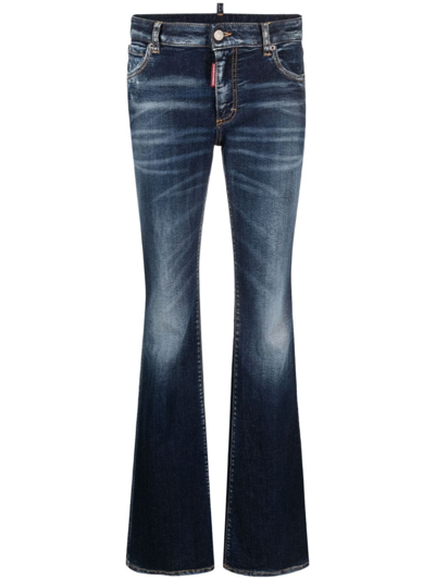 Shop Dsquared2 Distressed Flared Jeans In Blue