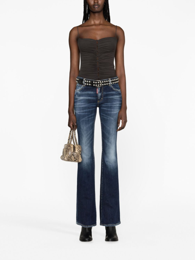 Shop Dsquared2 Distressed Flared Jeans In Blue