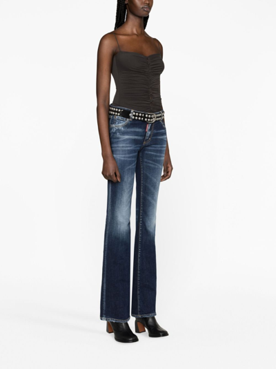 Shop Dsquared2 Distressed Flared Jeans In Blue