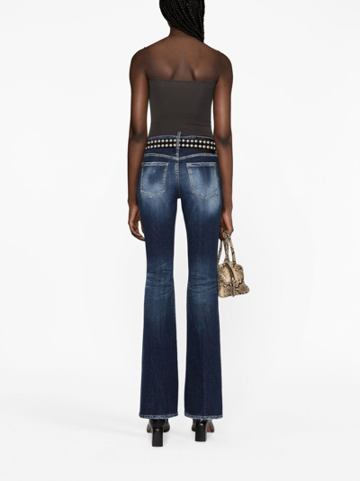 Shop Dsquared2 Distressed Flared Jeans In Blue